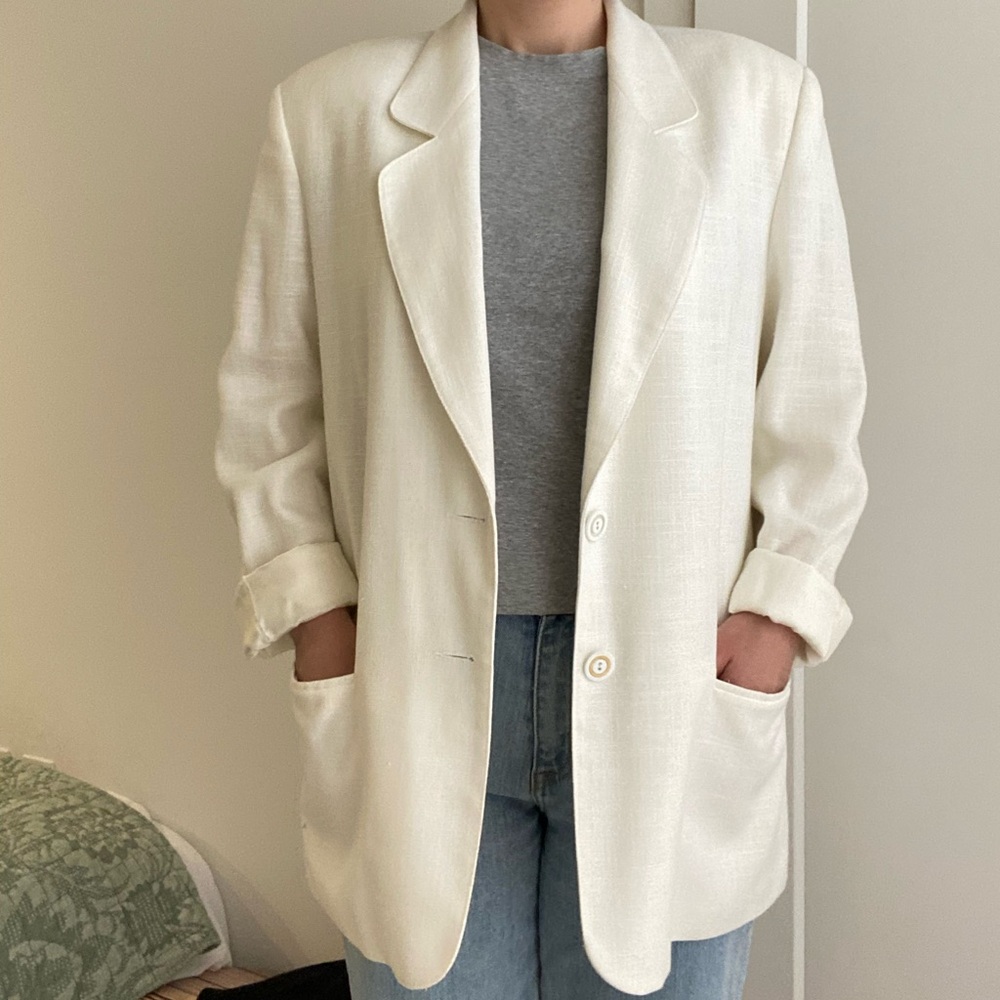 Vintage Lightweight Ivory Blazer Size Medium